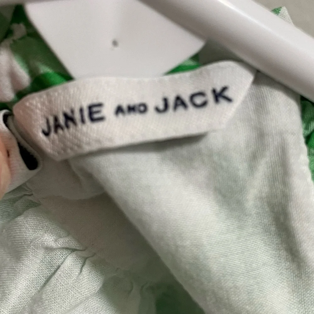 Janie and Jack green and white gingham tank top